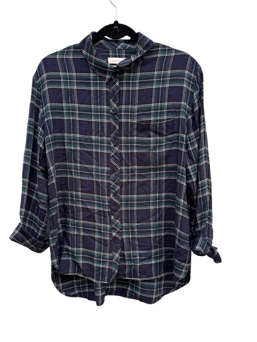 Treasure & Bond Women’s 'Boyfriend' Flannel Button Down Shirt Size Medium